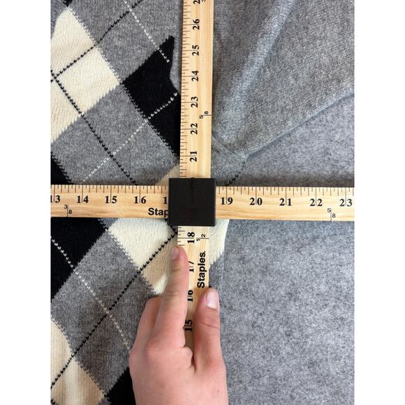 VINTAGE Pringle Of Scotland Sweater Mens Small Gray Argyle Wool Academia Preppy - Picture 2 of 6